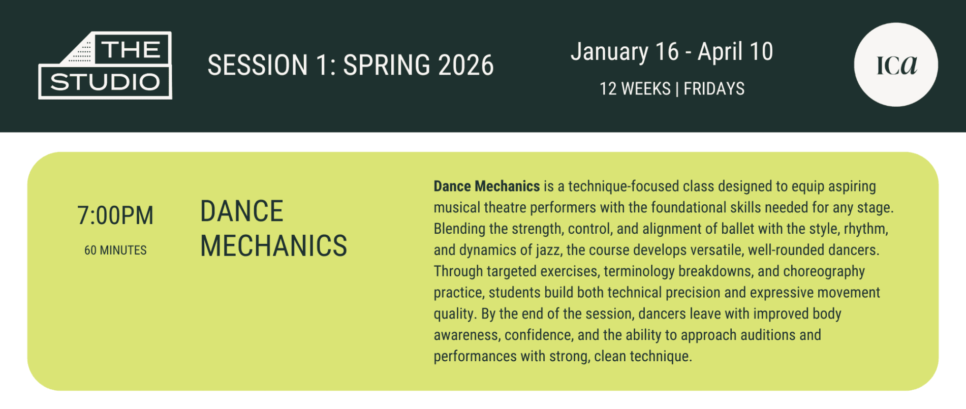 The Studio Session 1 Fall 2025 - Registration now open...